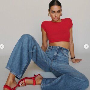 Reformation Jeans Cropped Red Tee – Size XS